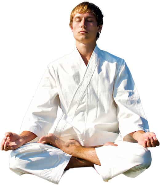 Martial Arts Lessons for Adults in Nutley NJ - Young Man Thinking and Meditating in White